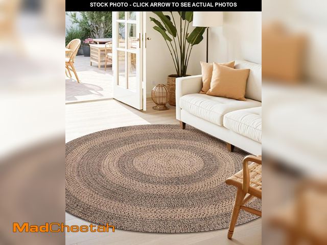 Lot 74-12512269 - DEXI Round Jute Rug Natural Fiber 6x6, Braided Woven Area Rugs No Shed, Large Soft Neutral Rustic Ca...