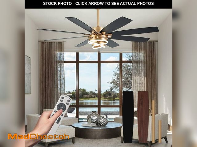 Lot 74-13696206 - 72 Inch Gold Ceiling Fans with Lights Reversible Quiet DC Motor 6 Speeds Large Modern Ceiling Fans w...