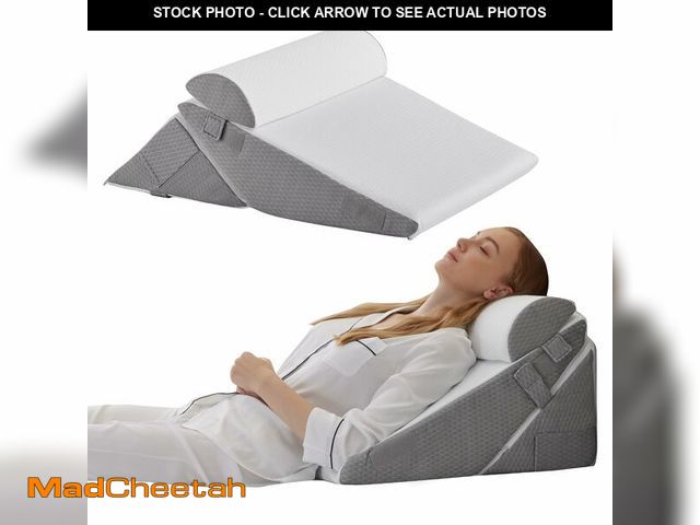 Lot 74-12698665 - Bedluxe Wedge Pillow Headboard, 3PCS Orthopedic Bed Wedge Pillows Set for After Surgery, Adjustable ...