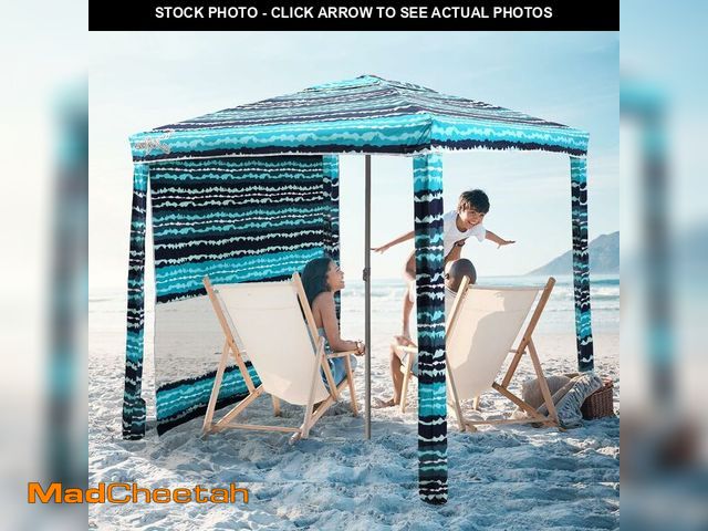 Lot 74-13835999 - Jihfmo Beach Cabana, 6.2'ÃÆÃ¢â¬â6.2' Beach Canopy with Side Wall, UPF 50+ UV Protection Easy Se...