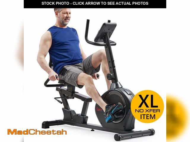 Lot 74-12569932 - Sunny Health &amp; Fitness Smart Recumbent Bike Exercise Machine, 350LB Weight Capacity, Non-Crank D...