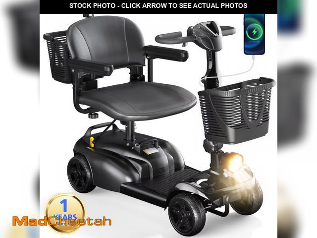 Lot 74-12196032 - SACVON 4 Wheels Mobility Scooter with Cane Holder for Seniors, Electric Folding Wheelchair Device fo...
