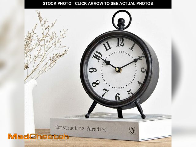 Lot 74-13773486 - MACVAD Vintage Black Table Clock on Stand, Decorative Desk and Shelf Clock, Rustic Mantel Clock Farm...