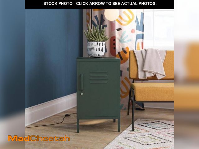 Lot 74-12491611 - Ameriwood Cache 15 in. W Hunter Green  Rectangle Metal Locker Style Living Room End Table - UNUSED