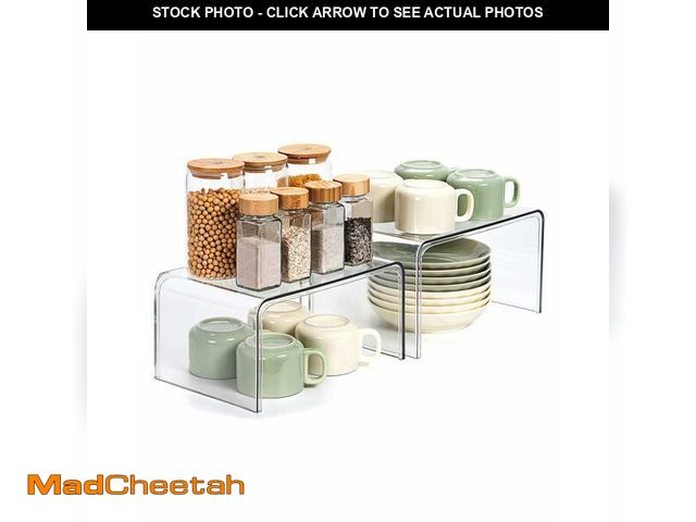 Lot 74-12699445 - Clear Cabinet Organizer, Shelf Organizer Set of 2 for Kitchen Pantry Organizers and Storage, Display...