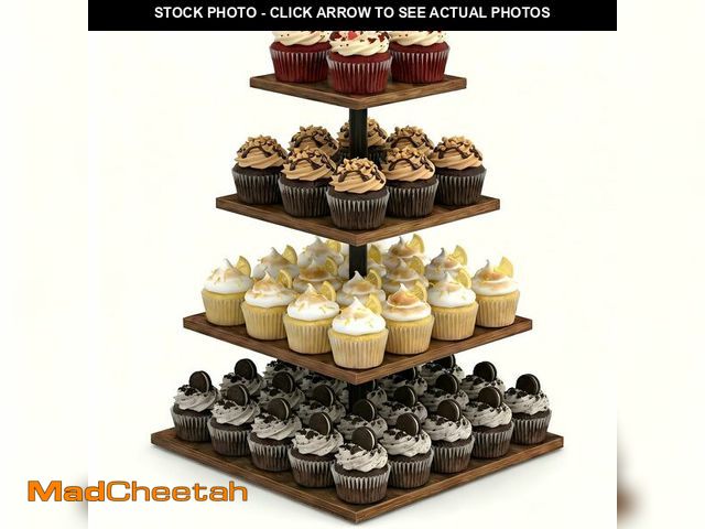 Lot 74-14274267 - Wooden 4 Tier Cupcake Stand for 50 Cupcakes,Cupcake Holder,Cupcake Tower,Tiered Tray Stand for Birth...