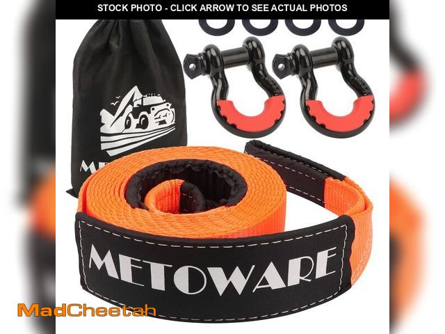 Lot 74-13627651 - METOWARE Heavy Duty Tow Strap Recovery Kit - 3" x 20ft(35,000lbs) Tree Saver Winch Strap + 3/4" D Ri...