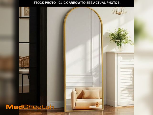 Lot 74-12664743 - TRUNBACK 56"x18" Full Length Mirror with Stand, Shatterproof Arched Floor Mirror, Aluminum Alloy Thi...