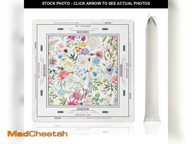 Lot 74-14269792 - Mahjong Mat (33"x33") - Non-Slip Noise Reduction Gaming Mat for American Mahjong - Flower-Carnation-...