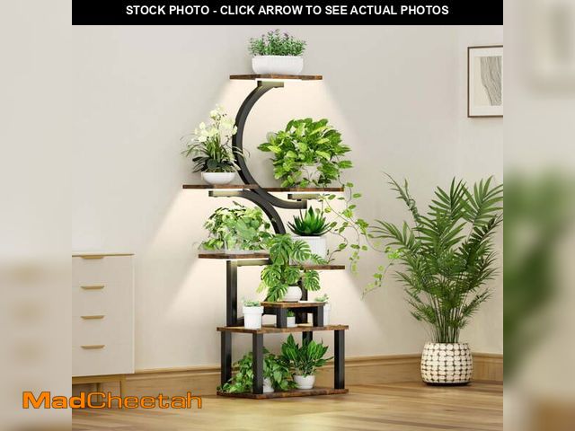 Lot 74-12781035 - Oufan 62" Plant Stand Indoor with Grow Lights - 8 Tiered Plant Shelf Indoor, 10-Level Stepless Dimmi...