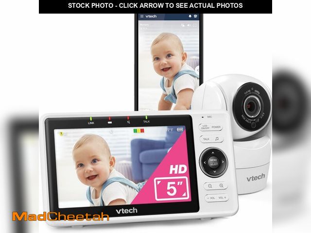 Lot 74-12393723 - VTech Upgraded Smart WiFi Baby Monitor, 1080p FHD Camera and 5" HD IPS Display, Free App with Motion...