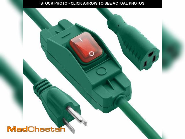 Lot 74-14270903 - Outdoor Waterproof Extension Cord with Switch - 3 Prong, On/Off Switch with SJTW Extension Cord, Hea...