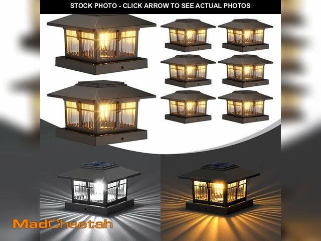 Lot 74-12711669 - EXCMARK 4x4 Solar Post Cap Lights, 8 Pack Fence Deck Post Lights Outdoor Solar Powered Waterproof wi...