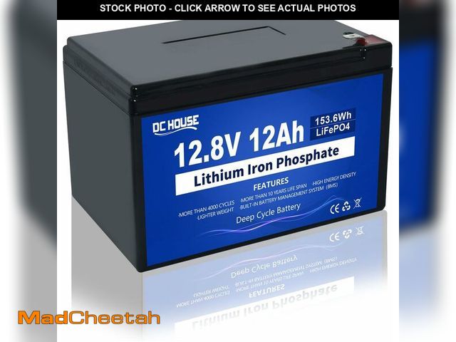 Lot 74-10899549 - DC HOUSE 12V 12Ah LiFePO4 Lithium Battery with 15A BMS, 10 Year Lifespan,10000+ Cycles, for Marine, ...