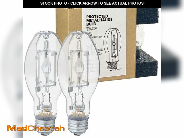 Lot 74-12603362 - GRUOTVSZAK Protected MP100/U/MED 100 Watt Metal Halide EDX17, Medium Base(E26), Dusk to Dawn Bulb, 4...