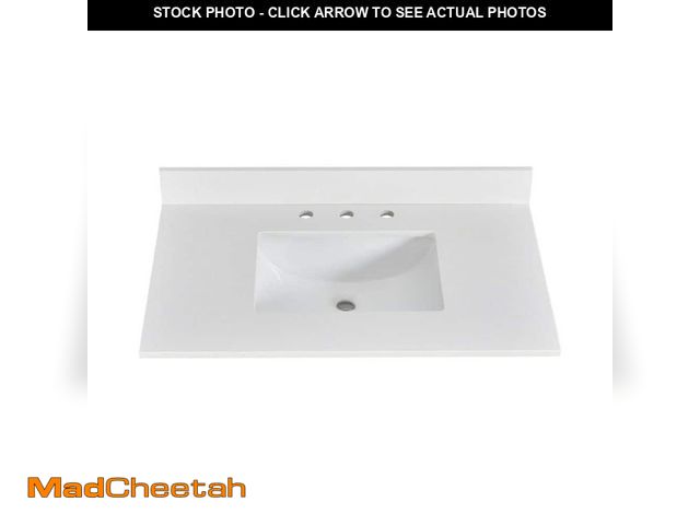 Lot 74-13821501 - LANDOLT Pure Snowfall 36 in. W x 22 in. D Quartz Rectangular Single Sink Bathroom Vanity Top in Whit...