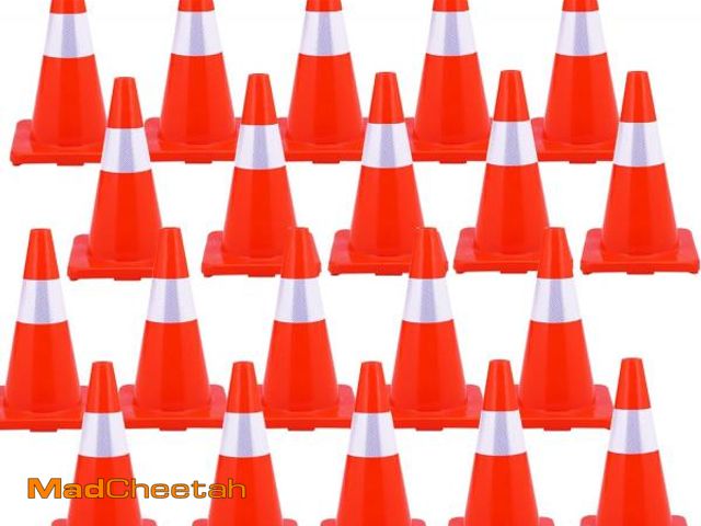 Lot 74-12098409 - Orange Safety Cones 18 inch 20Pack, Traffic Cones 18 inch with Reflective Collar, PVC Parking Cones ...