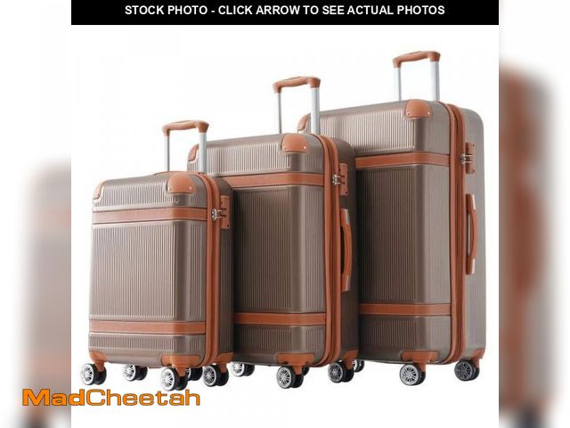 Lot 74-12463802 - Merax Coppery Lightweight 3-Piece Expandable ABS Hardshell Spinner 8 Wheels  20"  24"  28" Luggage S...