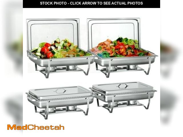 Lot 74-12158655 - Chafing Dish Buffet Set 4 Pack Vipsafe 8QT Rectangle Stainless Steel Chafing Dishes for Buffet - USE...