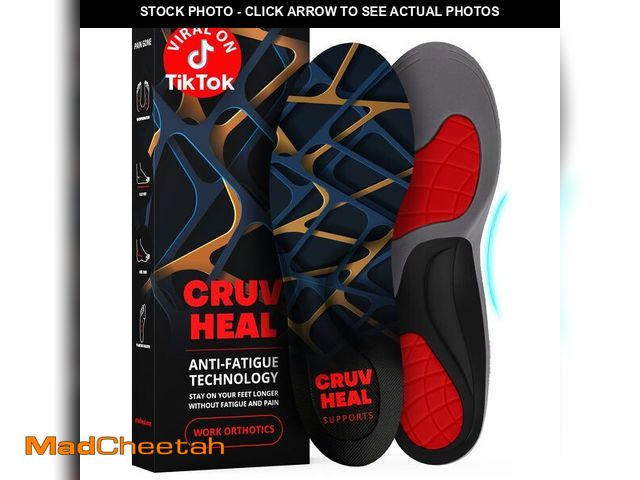 Lot 74-14358879 - CRUVHEAL Work Orthotic Insoles - Anti Fatigue Medium Arch Support Shoe Insert Men Women - Plantar Fa...