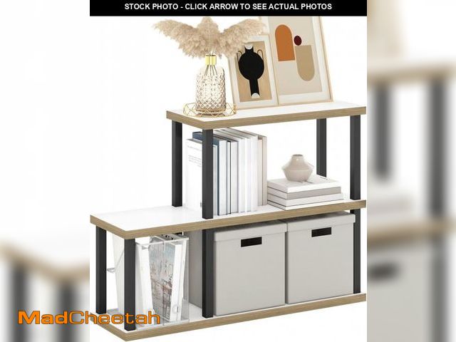 Lot 74-12136963 - Furinno Turn-N-Tube No Tools Decorative Display Shelf, 3-Tier Ladder, Solid White/Black - UNUSED
