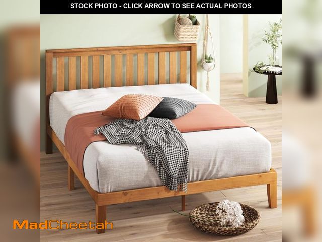 Lot 74-12227694 - ZINUS Alexia Wood Platform Bed Frame with headboard, Solid Wood Foundation with Wood Slat Support, N...