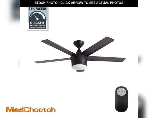 Lot 74-12804292 - Home Decorators Collection Merwry 52 in. Integrated LED Indoor Matte Black Ceiling Fan with Light Ki...