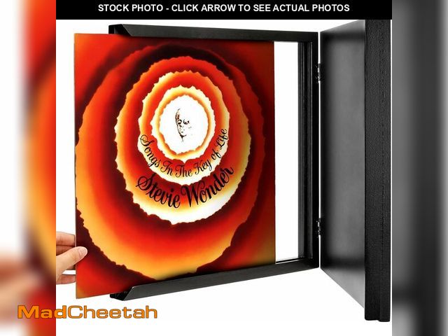 Lot 74-13572949 - ONE WALL 12 x 12 Inch Vinyl Record Frame for Play &amp; Display Album, Solid Wood Front-Opening Fram...