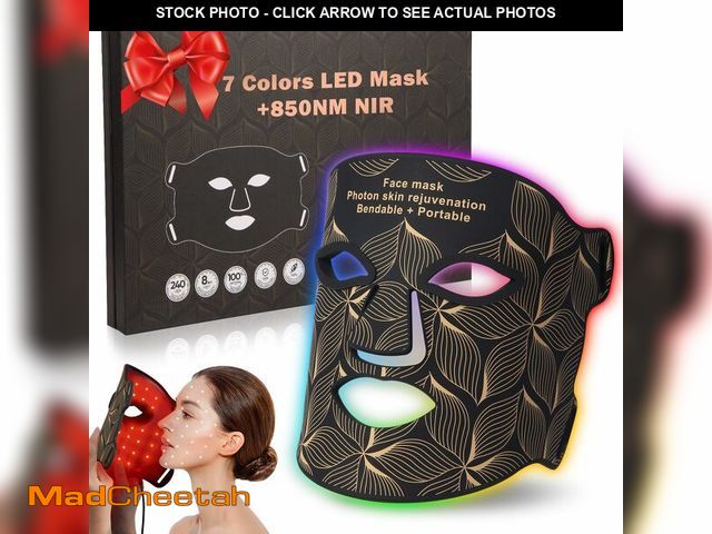 Lot 74-13629386 - Red Light Therapy for Face, 8 Colors LED Face Mask Light Therapy with 850NM Near-infrared, Portable ...