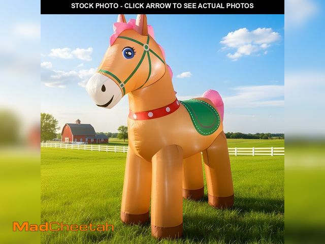 Lot 74-14205674 - 6FT Christmas Spring Farm Ranch Horse Inflatables Blow up Cute Animals Decorations with LED Light Ou...