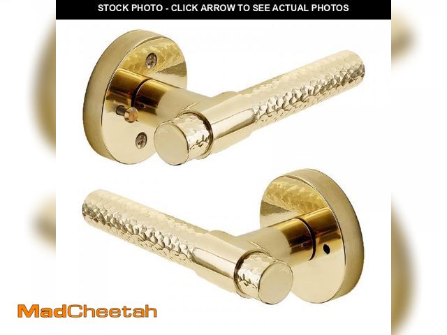 Lot 74-12114610 - FLIRABBIT Vintage Hand-Hammered Brass Privacy Door Lever Ã¢â¬â Solid Brass with Polished Finish, ...
