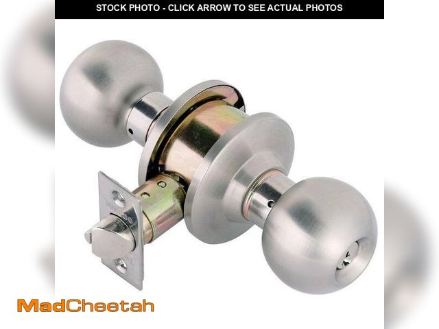 Lot 74-14322195 - TOLEDO Satin Stainless-Steel Double Cylinder Keyed Entry Door Knobset - UNUSED