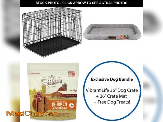 Lot 74-12427293 - Vibrant Life Double Door Metal Wire Dog Crate with Leak-Proof Pan and Divider  36 Inch - UNUSED