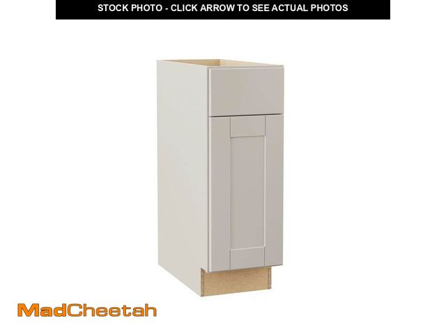Lot 74-12828364 - Hampton Bay Shaker 12 in. W x 24 in. D x 34.5 in. H Assembled Base Cabinet in Dove Gray - UNUSED