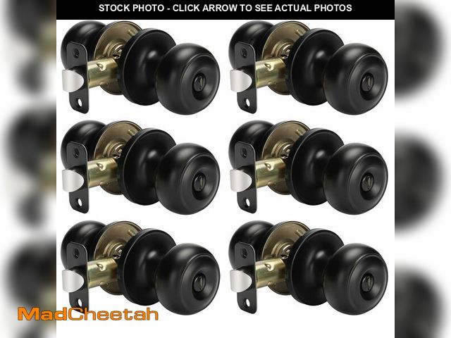 Lot 74-14209333 - Haidms 6 Pack Matte Black Door Knobs Interior Privacy, Black Interior Door Knobs for Bedroom or Bath...