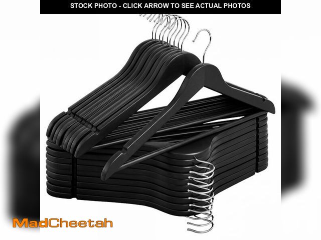 Lot 74-14064980 - StorageWorks Black Wooden Hangers 20 Pack, Heavy Duty Wood Hangers for Closet, Clothes Hangers for C...