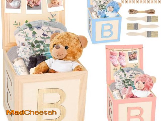 Lot 74-12397465 - 3 Set Wooden Baby Shower Baskets for Boys Girls Large Newborn Essentials Stuff Must Haves Gender Rev...