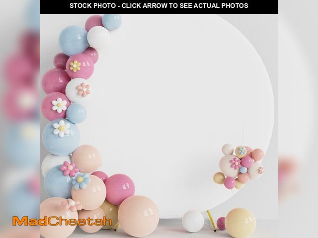 Lot 74-13573660 - Putros 7.2FT Round Backdrop Cover White Spandex Fitted Circle Balloon Arch Cover for Wedding Birthda...