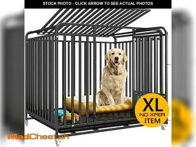 Lot 74-12571063 - 37 Inch Heavy Duty Dog Crate with Wheels,Dog Cage for Large and Medium Dogs with Removable Tray,Dog ...