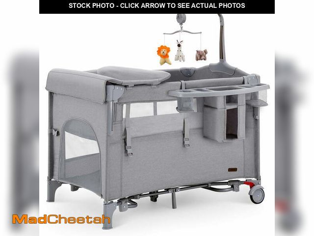 Lot 74-13818762 - HARPPA 5 in 1 Portable Playard and Bassinet Bedside Sleeper for Newborn to Toddler, Unisex, Gray - U...