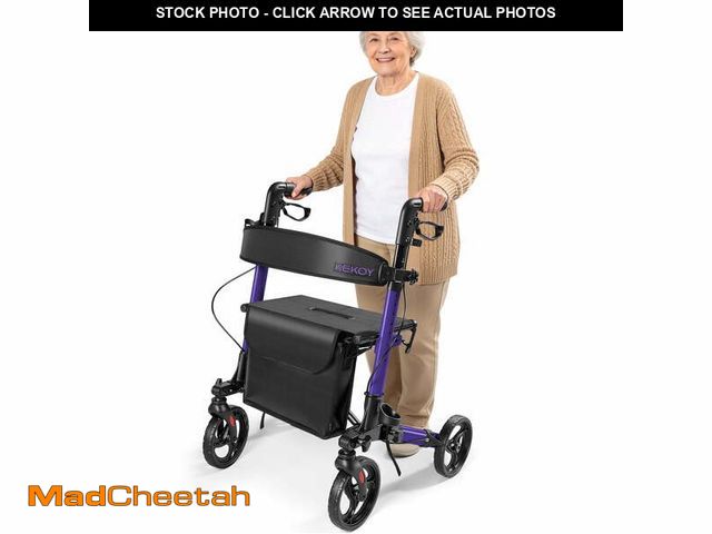 Lot 74-14287074 - KEKOY Walkers for Seniors Foldable Mobility Rollator with Seat 350 lb, Adjustable Handles and Backre...