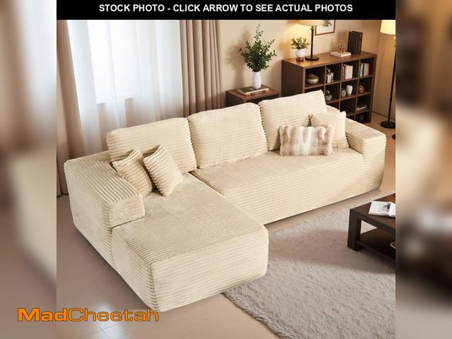 Lot 74-12493343 - Vcatnet 106" Modular Sectional Sofa Couch Plush Corduroy Cloud Couch L Shaped Modern Minimalist Couc...