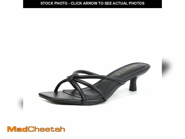 Lot 74-14433967 - XHYUS Women's Spaghetti Strap Square Open Toe Kitten Heel Mule Sandals - UNUSED