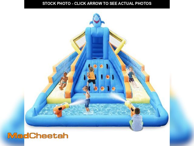 Lot 74-12104153 - Inflatable Water Slide, 13FT Shark-Themed Large Bounce House with Dual Slides, Climbing Wall, Deep P...
