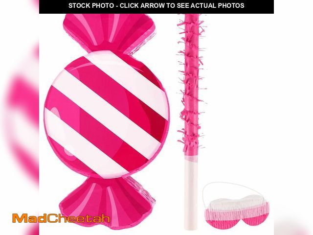 Lot 74-12600311 - Aoriher Candy Party Pink Decoration PiÃÂ±ata with Stick Blindfold Sweet Lollipop Birthday PiÃÂ±ata...