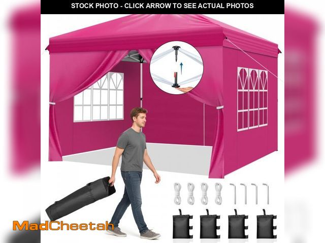 Lot 74-14608755 - Ktaxon 10x10 Ez Pop Up Canopy Tent,Outdoor Sun Shade Shelter,Outdoor Gazebo,One Push Setup with Side...