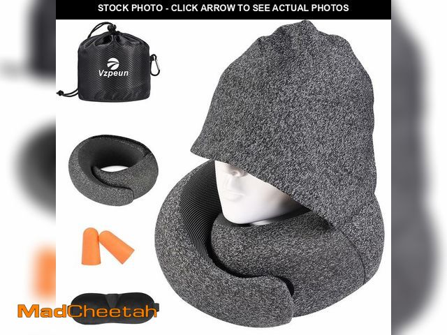 Lot 74-13576241 - Vzpeun Travel Pillow - Hooded Neck Pillow Airplane Memory Foam Filling for Plane, Office, Cars Sleep...