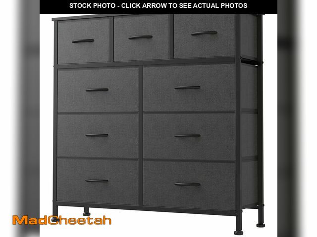Lot 74-13802861 - (MISSING HARDWARE) DUMOS 9 Drawer Dresser, Fabric Storage Organizer with Sturdy Metal Frame and Wood...