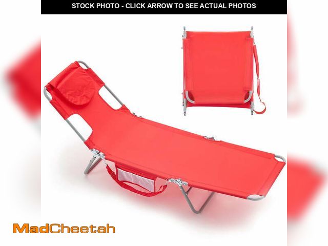 Lot 74-14351232 - EDX Folding Adjustable Chaise Lounge Chair, Portable Beach Lounge Chair with Backpack Straps &amp; S...
