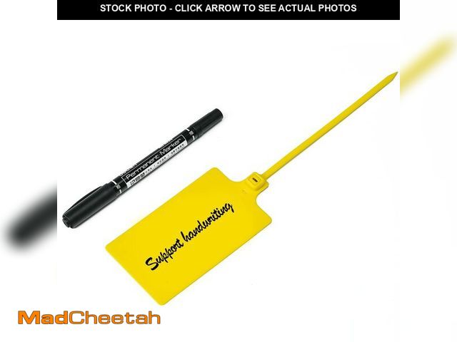 Lot 74-14210689 - LeadSeals 100 Yellow Plastic Writable Shipping Tags - Large, Waterproof, Hanging Labels with One Per...